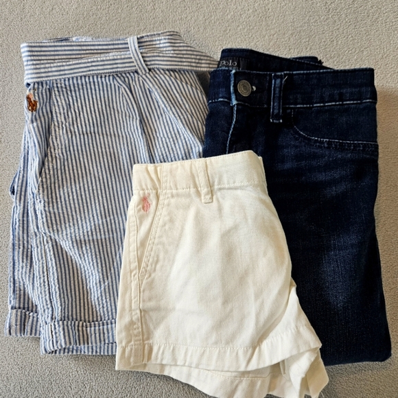 Bundle Polo by Ralph Lauren Kids Denim Jean (M 8-10) and Shorts /White 6X & 16 - Picture 1 of 12